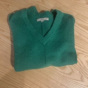 LOFT Green Knit V-Neck Sweater